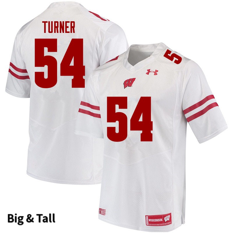 Wisconsin Badgers Men's #54 Jordan Turner NCAA Under Armour Authentic White Big & Tall College Stitched Football Jersey AN40L75WI